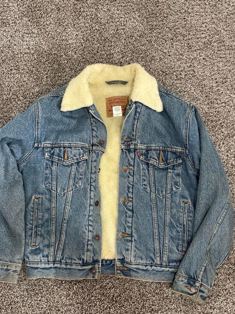 Levi's Blue Denim Jacket with Cream Sherpa Lining